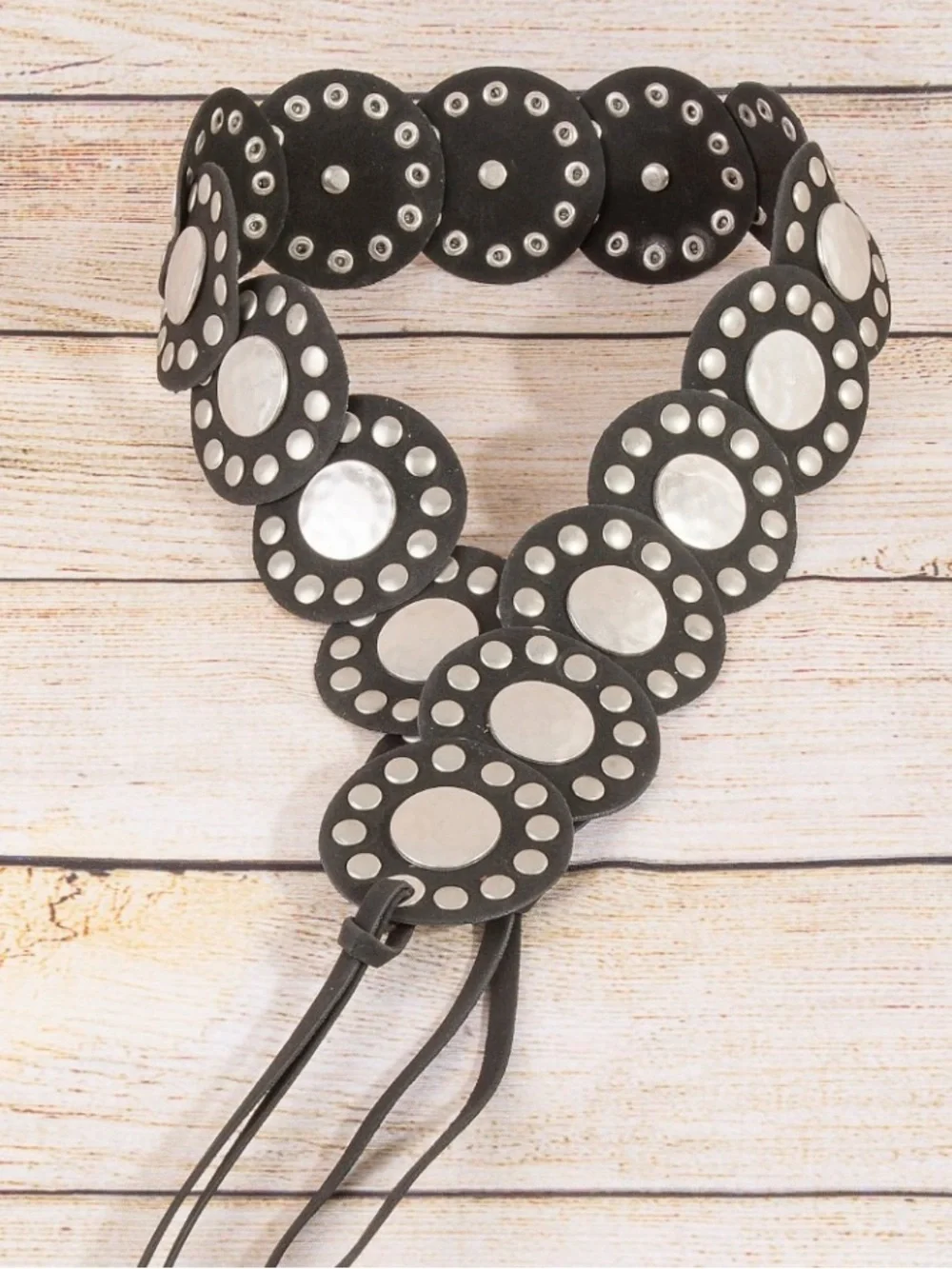 Vegan Leather Concho-Disc Belt with Silver or Gold Accents O/S